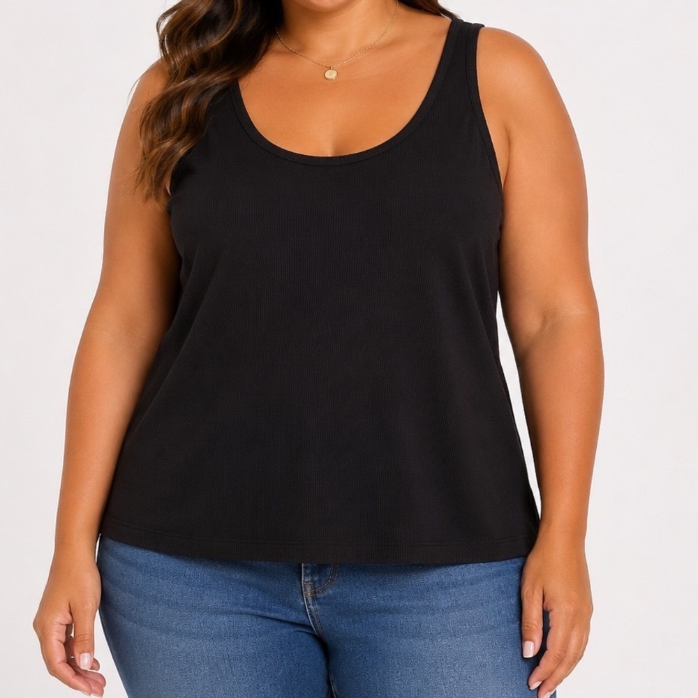 Old Navy First Layer Black Ribbed Scoop Neck Tank Top XXL Womens